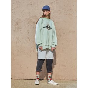 Bee Printing Logo Raglan Sweatshirt_Yello Green