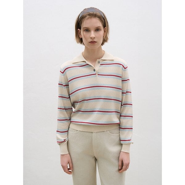 Stripe Collar Knit_Beige