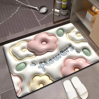  1+1 3D 입체 규조토 착시 발매트 빨아쓰는 욕실 주방 현관 미끄럼방지 발판