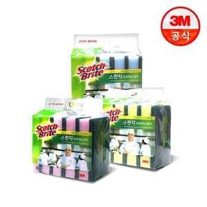 3M 항균 스펀지 다목적 수세미 대형 5개입x6팩세트 (옐로우2+블루2+핑크2)