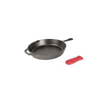  미국 롯지 무쇠팬 Lodge Cast Iron Skillet with Red Silicone Hot Handle Holder 12inch 135675