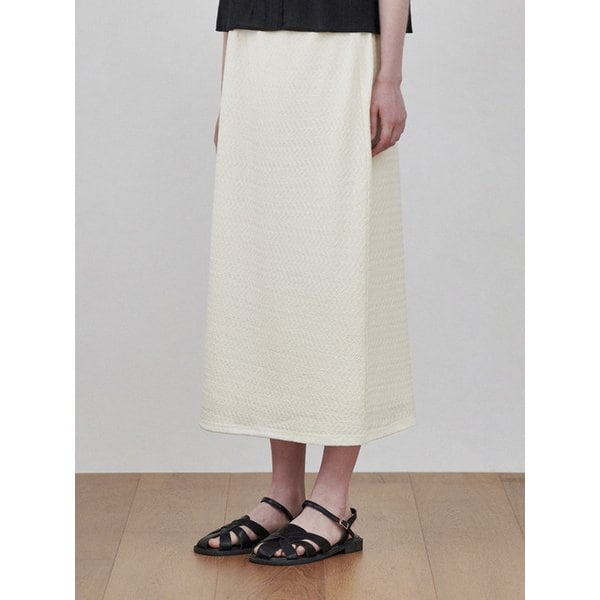 lace banding long skirt ivory