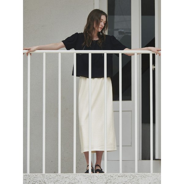 lace banding long skirt ivory
