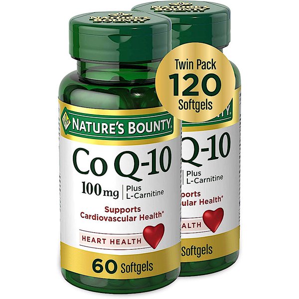 네이쳐스 바운티 코큐텐 100mg 플러스 L카르니틴 Natures Bounty CoQ10 60소프트젤 2개
