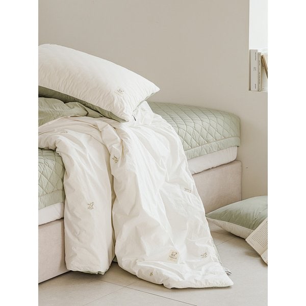 리오라 고밀도 순면 호주산 양모 옥수수솜 자수차렵이불 세트(SS)(Q겸K)