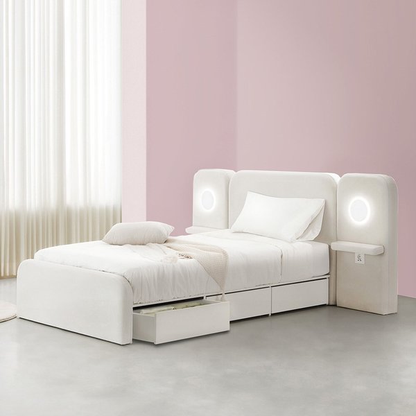 동서가구 소프티 아쿠아텍스 패브릭 호텔 LED 수납 침대 프레임 SS DF926442