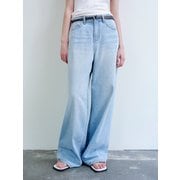 TIR BELTED LOOSE FIT DENIM_LIGHT BLUE