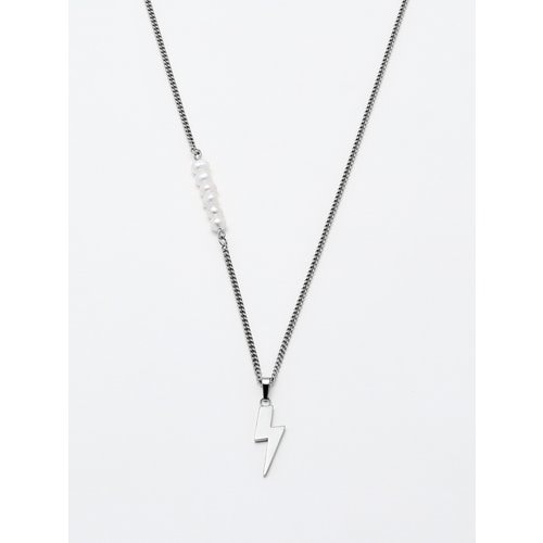 Duality Lightning Necklace Silver & White Pearl JDN21SW001M