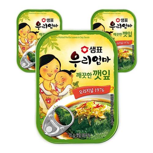 샘표 우리엄마 깻잎 깨끗한맛 70G x 3개(1)