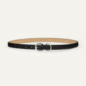 Silver Buckle Leather Belt Black