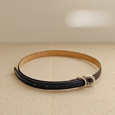 킨더살몬 Silver Buckle Leather Belt Black