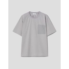 포켓패치 라운드넥 오버핏 티셔츠  라이트 그레이 (GC3342T022)