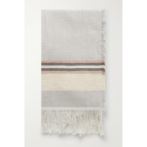 프린지 스트라이프 코튼 리넨 블렌드 스카프 46376663163002032