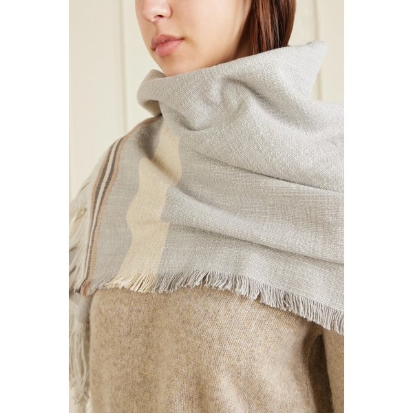 프린지 스트라이프 코튼 리넨 블렌드 스카프 46376663163002032
