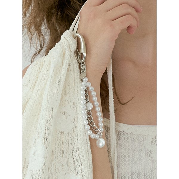 Pearl beads Keyring (ivory)