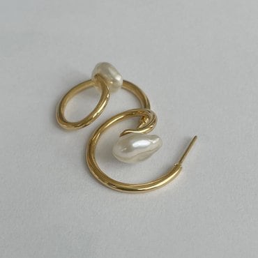 서림아트 [Line Art] Baroque Pearls Hoop Earring