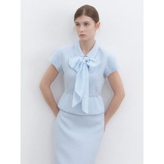 르로망 Ribbon Tweed Cap-Sleeve Jacket / Blue(2Color)