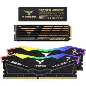 미국 팀그룹 램 DDR5 TEAMGROUP TForce Delta 32GB Kit 2x16GB 5600MHz Desktop Memory 블랙 FF3