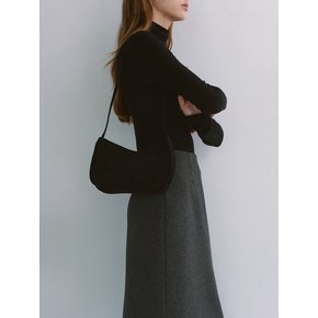 Soft Suede Mini Shoulder Bag - Black