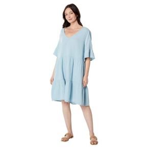 3709851 Dylan by True Grit Shea Cotton Gauze Dress with Slub Sleeve Contrast