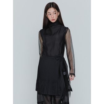 에스와이2씨 Half Neck Sheer Wrap One-Piece_black