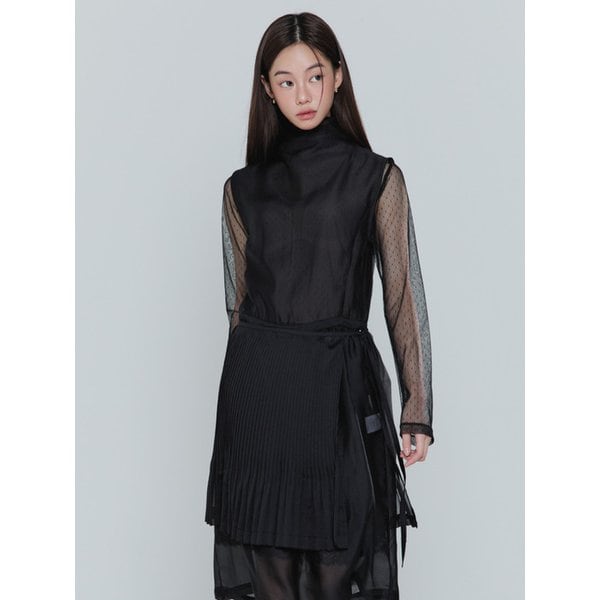Half Neck Sheer Wrap One-Piece_black