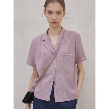 드팜므 TWEED LINEN HALF SLEEVE SHIRT