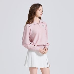 여성 트리코트 와이트카라 셔링 긴팔 티셔츠 라이트핑크