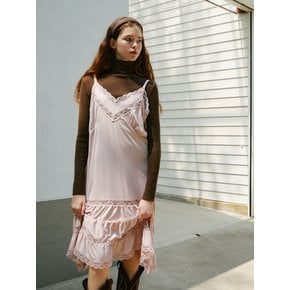 Shirring Lace Slip dress (Pink)