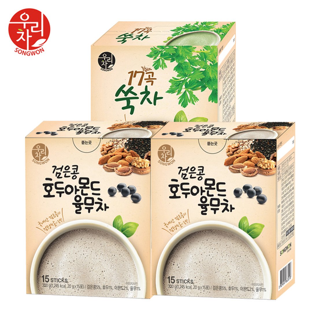 송원 검은콩 호두아몬드율무차 2개 +쑥차 1개 (45포), 믿고 사는 즐거움 SSG.COM