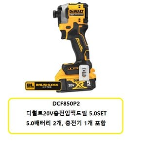 DCF850P2 디월트20V충전임팩드릴5.0Ah배터리2개 충전기1개 set상품