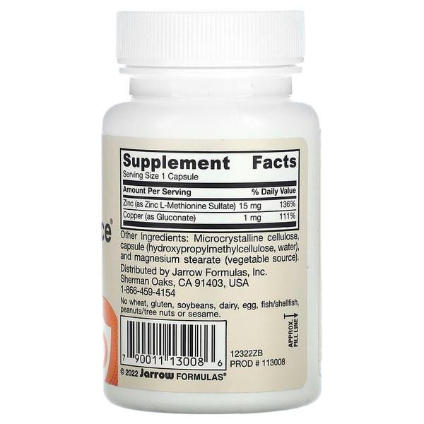 미국직구 Jarrow 자로우 징크 아연 밸런스 Zinc Balance 15mg 100베지캡 2팩