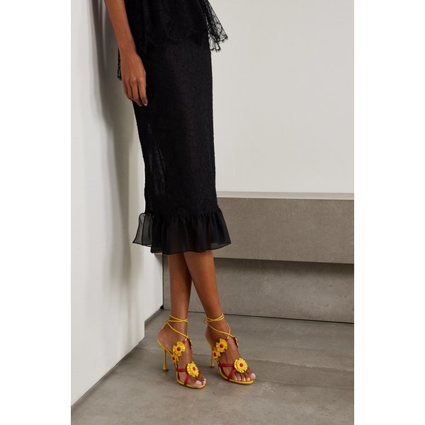 팔리쏘트 가죽 트리밍 아플리케 그로스그레인 새틴 샌들 46376663162925899