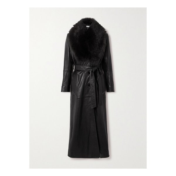 누어 해무어 넷 서스테인 다코타 벨트 시어링 트리밍 가죽 코트 블랙 1647597324883950