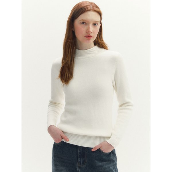 하프넥 롱슬리브 기모 니트(MAFDKN02NIV)