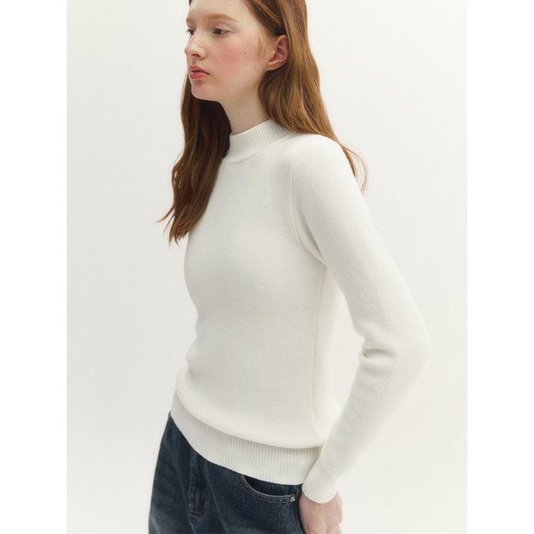 하프넥 롱슬리브 기모 니트(MAFDKN02NIV)