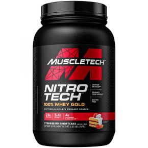 MuscleTech Nitro Tech 100% 유청 골드 딸기 쇼트케이크 맛 921g(2.03lbs)