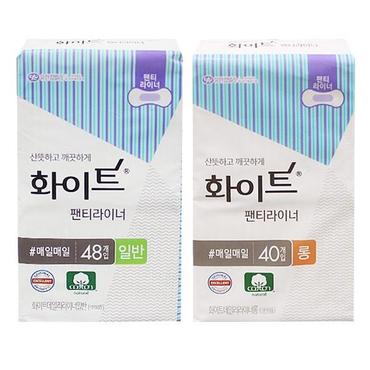 제이큐 화이트생리대 생리대 유한킴벌리 화이트 일반48p/롱40p 화이트