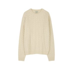 Lamswool Brushed Cable crew neck sweater (ECRU)