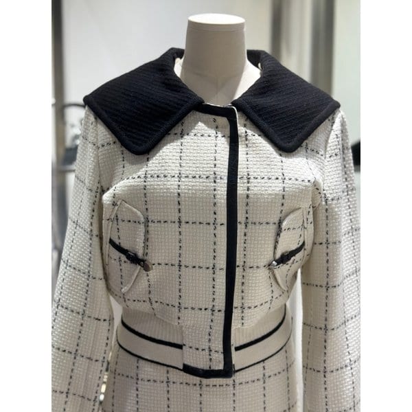 [여주점] 탈부착 니트 카라 체크 트위드 JK ER1WJ160