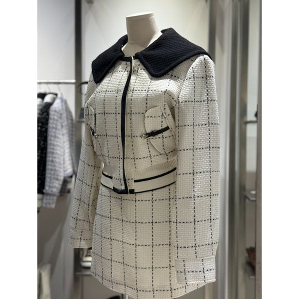[여주점] 탈부착 니트 카라 체크 트위드 JK ER1WJ160
