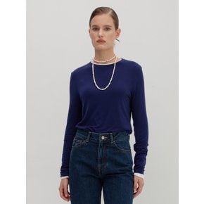 울 소프트 라운드넥 티셔츠 블루 LF26005TS04BL