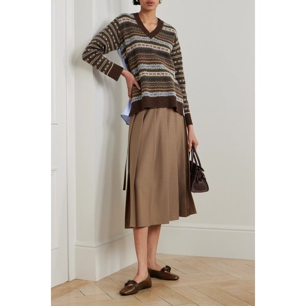 시아라 스트라이프 코튼 포플린 페어 아일 울 스웨터 46376663162969455