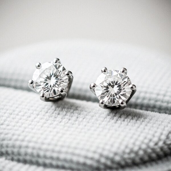 모이사나이트 귀걸이 랩 다이아 6프롱 1캐럿