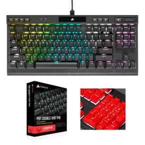 K70 RGB TKL 텐키리스 챔피온 기계식 키보드 적축 + PBT 이중사출 프로 한글 각인 키캡 (레드)