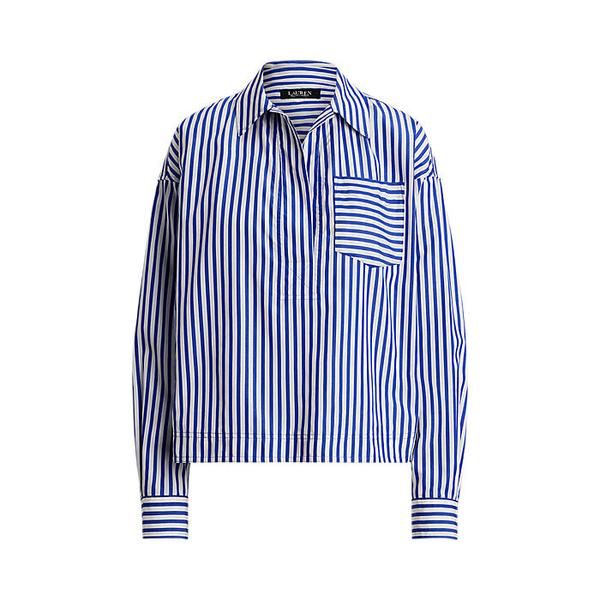 스트라이프 코튼 브로드클로스 크롭 셔츠(WMLRSHTS6820534400)