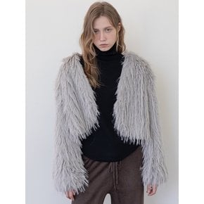 Eco fur crop jacket _ Gray