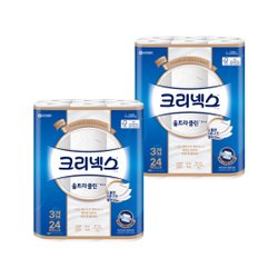 크리넥스 3겹 울트라클린 화이트 화장지 25M-24롤X2팩