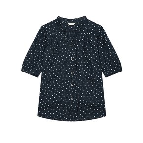 [HSSH-4B505] 헤지스레이디스 도트 면 5부소매 노카라 프릴배색 셔츠
