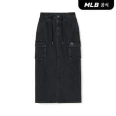 [코리아공식] 여성 베이직 스몰로고 카고 데님 롱스커트 NY (Black)